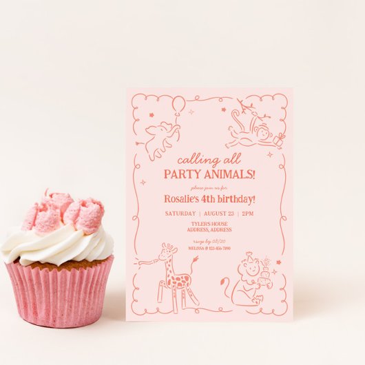 Girls Oerwoud Zoo Safari Animals Verjaardag Kaart