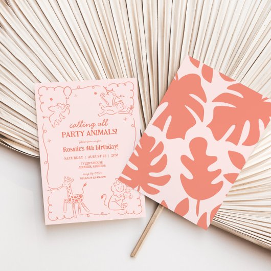 Girls Oerwoud Zoo Safari Animals Verjaardag Kaart