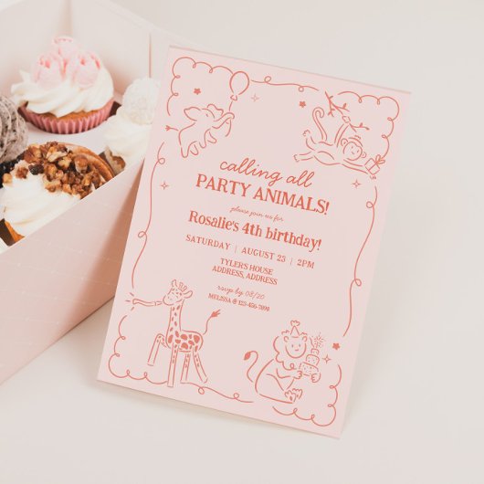 Girls Oerwoud Zoo Safari Animals Verjaardag Kaart