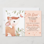 Girls Oh Deer Birthday Party Invitation Kaart (Voorkant)