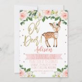 Girls Oh Deer Birthday Party Invitation Kaart (Voorkant)