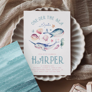 Girl's One-der the Zee Verjaardagsuitnodiging Kaart