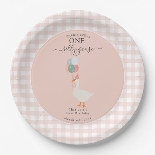 Girl's One Gekke Goose 1st Birthday Party Papieren Bordje (Voorkant)