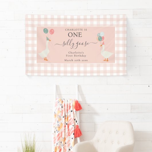 Girl's One Gekke Goose 1st Birthday Party Spandoek (Insitu)