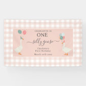 Girl's One Gekke Goose 1st Birthday Party Spandoek (Horizontaal)