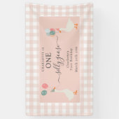 Girl's One Gekke Goose 1st Birthday Party Spandoek (Verticaal)