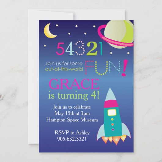 Girl's Out of this World Space Party (Meisje is ui Kaart (Voorkant)