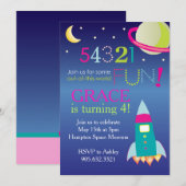 Girl's Out of this World Space Party (Meisje is ui Kaart (Voorkant / Achterkant)