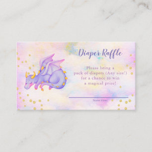 Girls Paars Dragon Diaper Raffle Baby shower Informatiekaartje