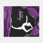 Girls Paars Glitter Gymnastics Dance of Cheer Fleece Deken (Voorkant (Horizontaal))