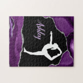 Girls Paars Glitter Gymnastics Dance of Cheer Legpuzzel (Horizontaal)