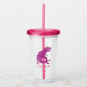 Girls Paarse Dinosaur Waterverf Silhouette Cute Acryl Drinkbeker (Voorkant)