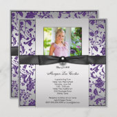 Girls Paarse Foto Afstuderen Aankondiging (Voorkant / Achterkant)