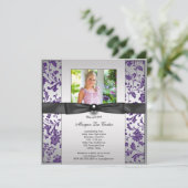 Girls Paarse Foto Afstuderen Aankondiging (Staand voorkant)