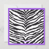 Girls Paarse Zebra Print Birthday Uitnodiging (Achterkant)