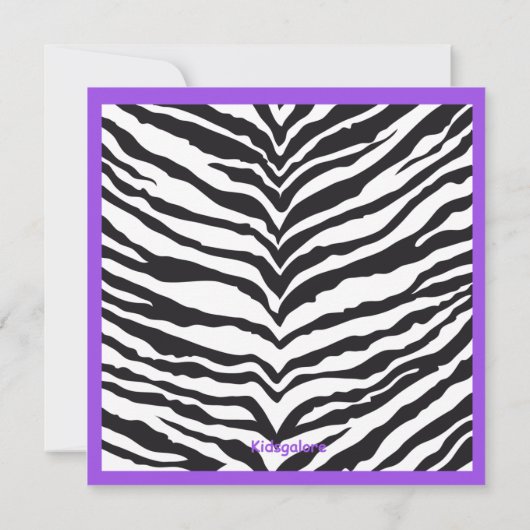 Girls Paarse Zebra Print Birthday Uitnodiging (Achterkant)