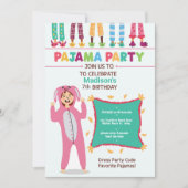 Girls Pajama Birthday Seepover Party Kaart (Voorkant)