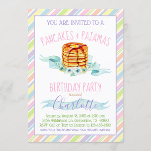 Girls Pancakes en Pajama Birthday Party Kaart