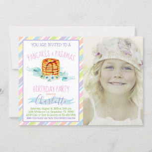 Girls Pancakes en Pajama Foto van Birthday Party Kaart