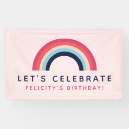 Girl's Party Gepersonaliseerde naam Rainbow Theme Spandoek