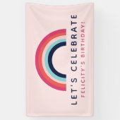 Girl's Party Gepersonaliseerde naam Rainbow Theme Spandoek (Verticaal)