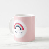 Girls Party Rainbow gepersonaliseerde naam roze bl Koffiemok (Voorkant links)