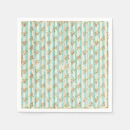 Girl's Pastel Blue Floral Cottage Chic Tea Party Servet