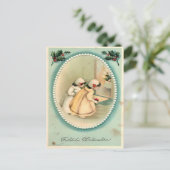 Girls Peeking at the Tree - Vintage Christmas Briefkaart (Staand voorkant)