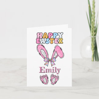 Girls Personalize Happy Easter Bunny Pink Notitiekaartje
