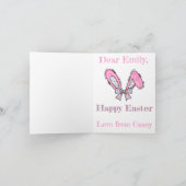 Girls Personalize Happy Easter Bunny Pink Notitiekaartje (Binnen)