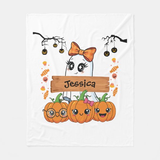 Girls Personalized Halloween Fleece Deken (Voorkant)