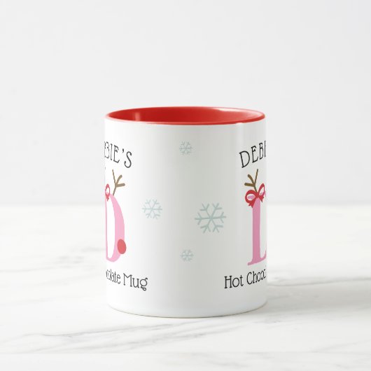 Girls Personalized Reindeer D Hot Chocolate Mug Mok (Midden)