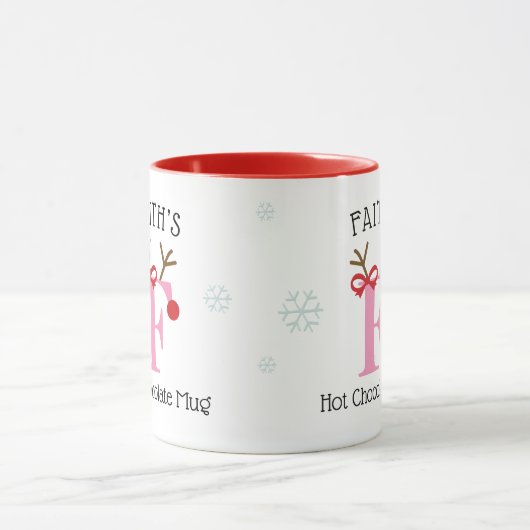 Girls Personalized Reindeer F Hot Chocolate Mug Mok (Midden)