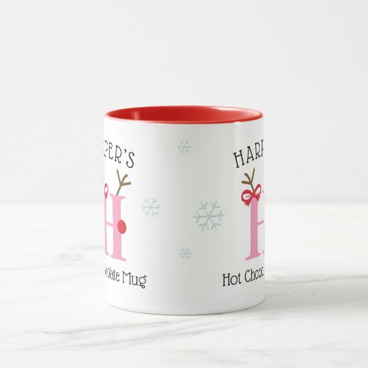 Girls Personalized Reindeer H Hot Chocolate Mug Mok (Midden)