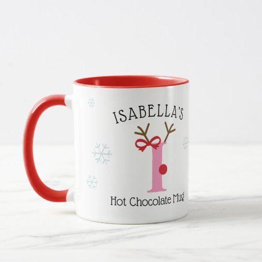 Girls Personalized Reindeer I Hot Chocolate Mug Mok (Links)