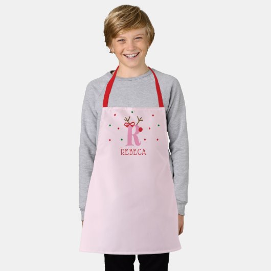Girls Personalized Reindeer Initial R Schort (Gedragen)