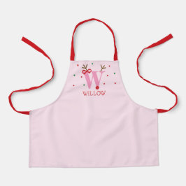 Girls Personalized Reindeer Initial W  Schort