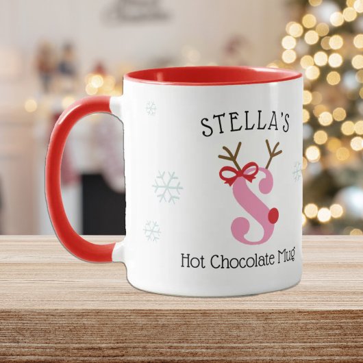 Girls Personalized Reindeer S Hot Chocolate Mug Mok