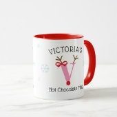 Girls Personalized Reindeer V Hot Chocolate Mug Mok (Voorkant rechts)
