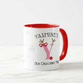 Girls Personalized Reindeer Y Hot Chocolate Mug Mok (Voorkant rechts)