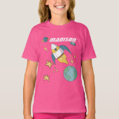 Girls Personalized Rocket Ship Shirt (Voorkant)