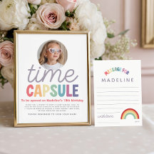 Girls Photo Retro Rainbow Time Capsule Sign
