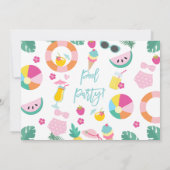 Girls Photo Summer Pool Birthday Uitnodiging (Achterkant)