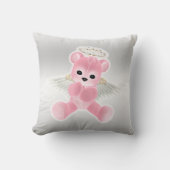 Girl's Pink Angel Teddy Bear Kussen (Voorkant)