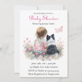 Girl's Pink Baby Shower Dog Themed Kaart (Voorkant)