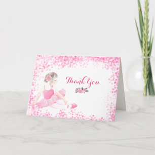 Girls Pink Ballerina Sparkle Dank je Kaart