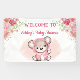 Girls Pink Beer Floral Custom Baby shower Banner