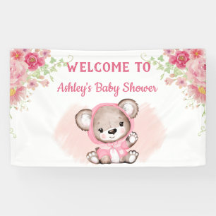 Girls Pink Beer Floral Custom Baby shower Banner