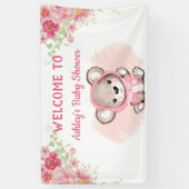 Girls Pink Beer Floral Custom Baby shower Banner (Verticaal)