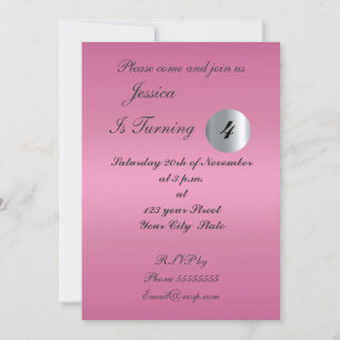 Girls Pink Birthday Party Invitation Kaart